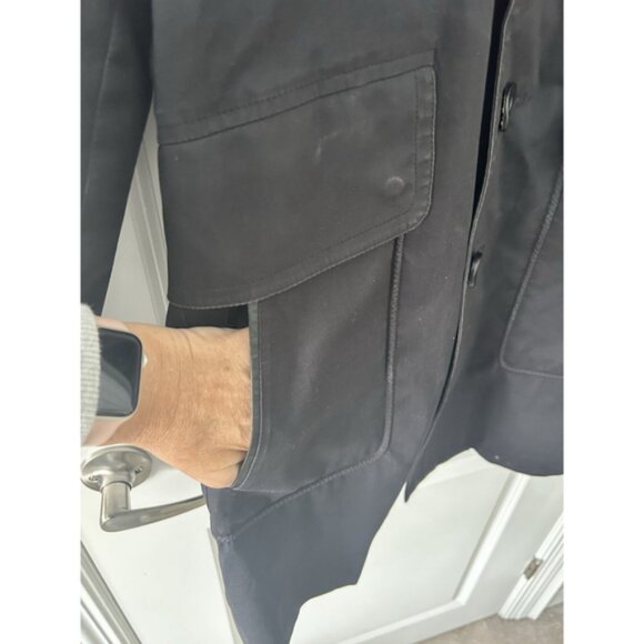 Mackage Womens Black Trench Spring Jacket Leather Trim , Satin Lining, Size 38 - Picture 4 of 8